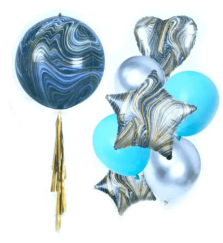 globos marmoleados azul
